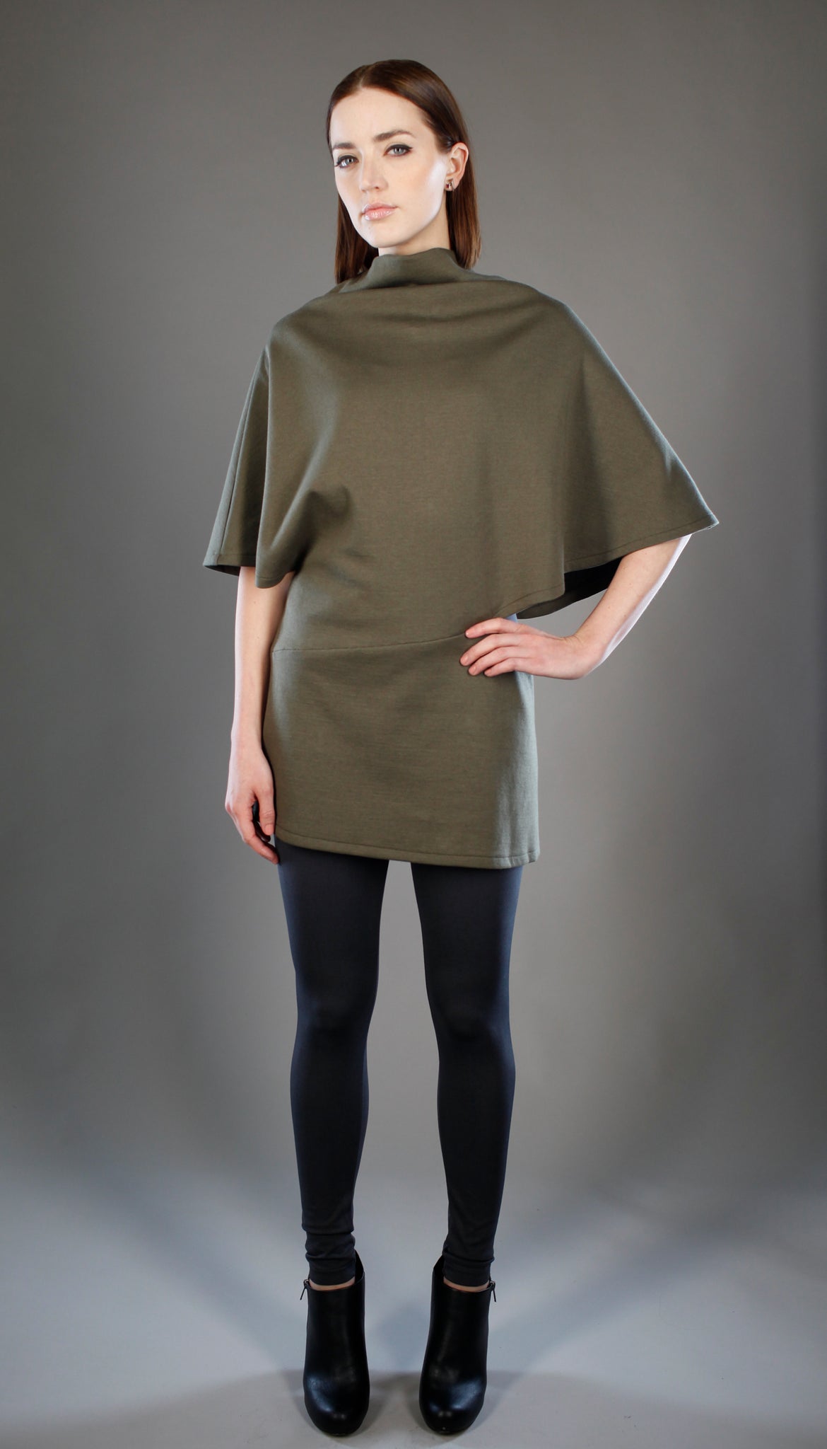 Poncho Tunic Top in Olive