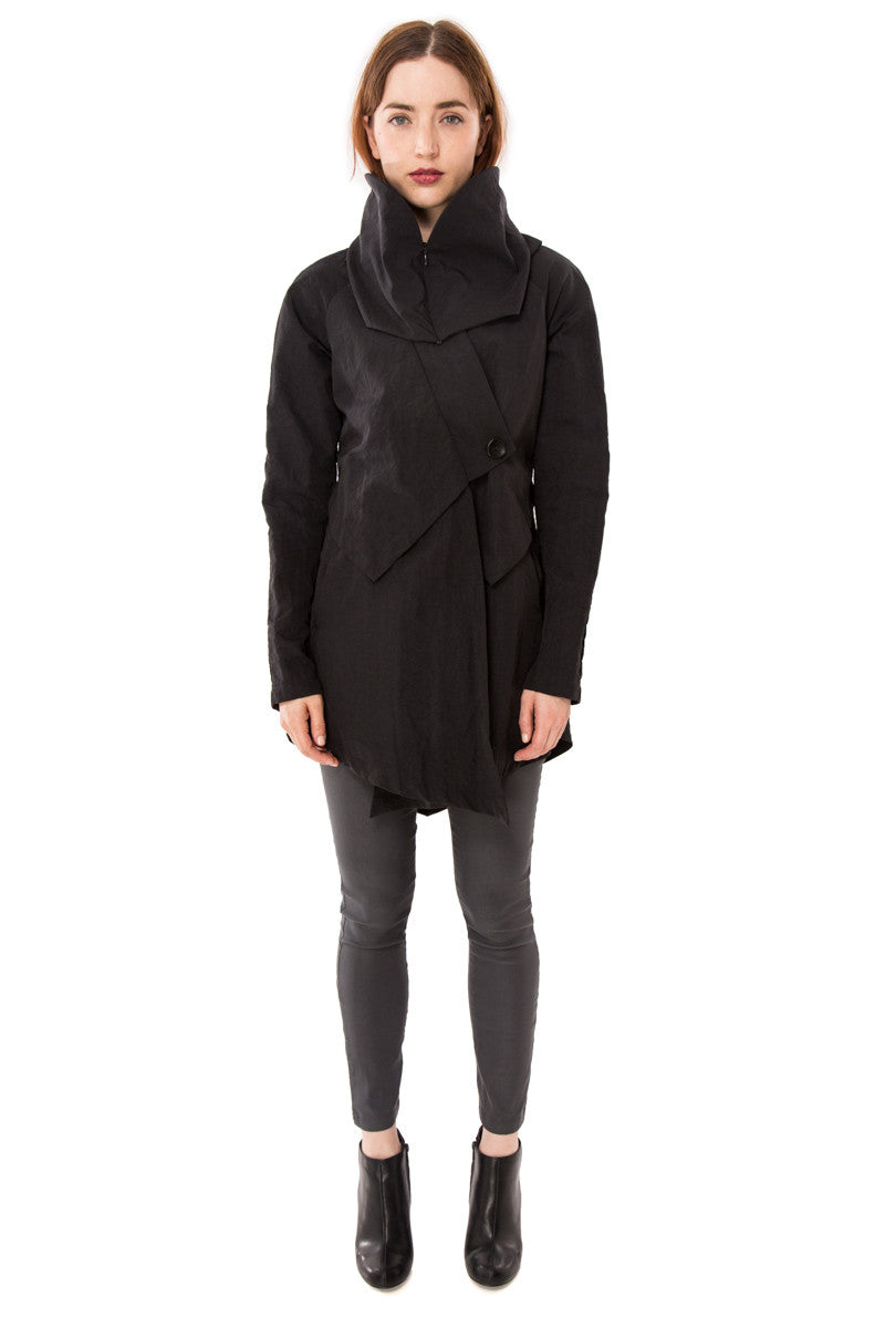 Convertible Hood Asymmetrical Rain Jacket/ Black – naturevsfuture
