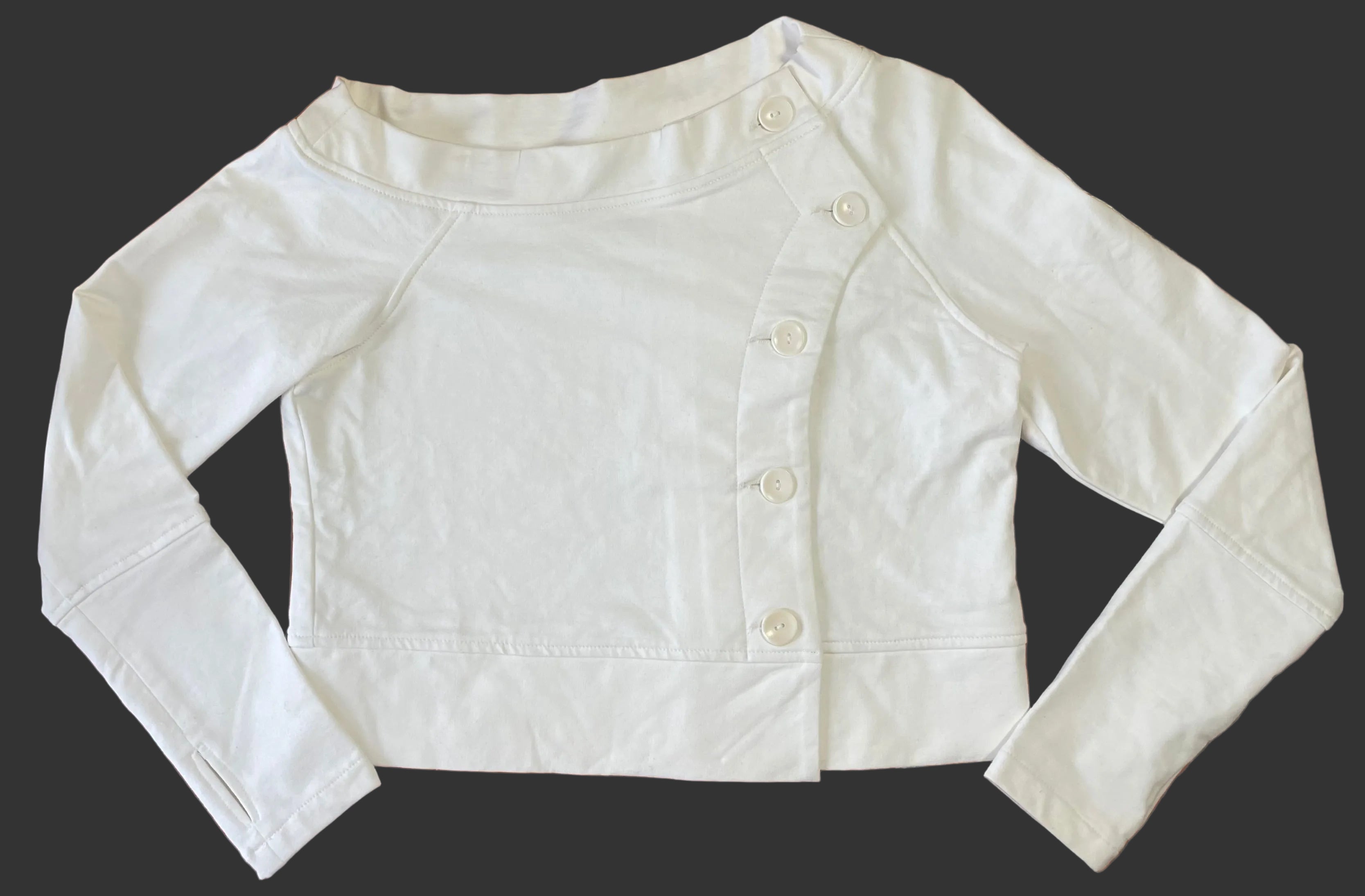Off Shoulder Cropped Hemp Fleece Sweatshirt Jacket L/S
