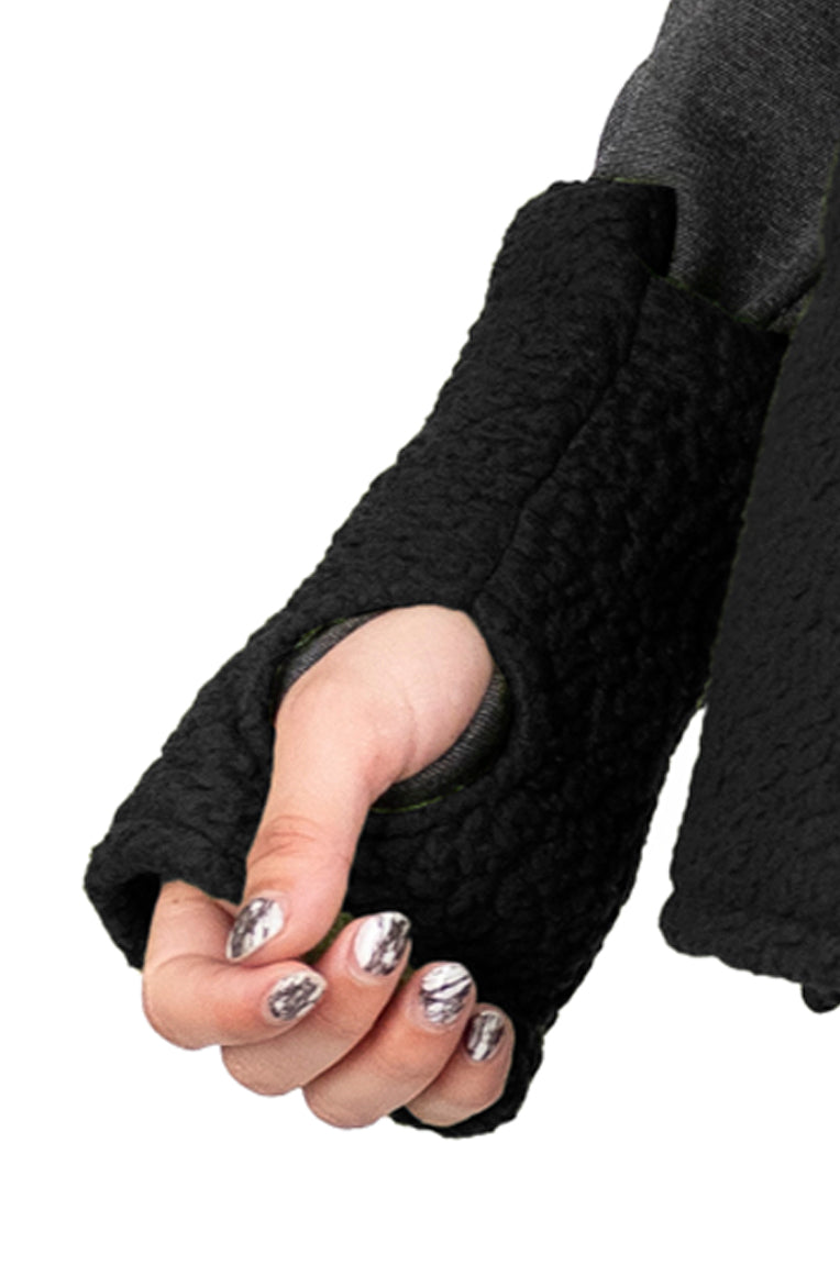 Convertible Cape/ Vest Shearling Fleece/ Black