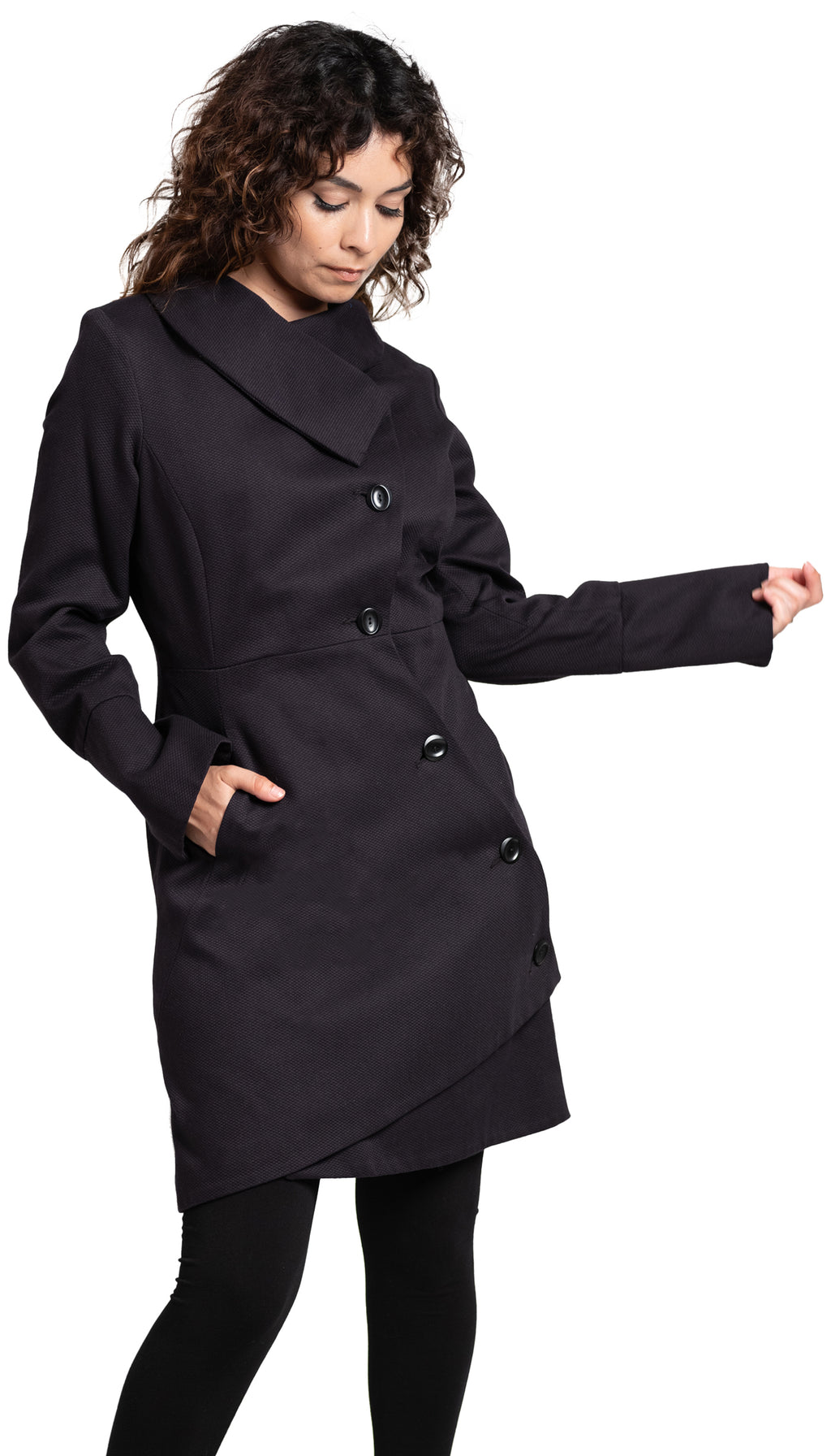 Swerve Jacket in Cotton Pique Texture/ Black