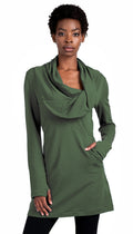 Cowl neck tunic dress/ Castelvetrano Green