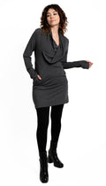 Cowl neck tunic dress/ Charcoal Heather