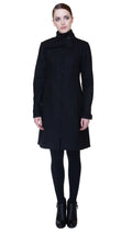 Mock Zip Wool Coat / Black