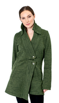 Classic Double Collar Ribbed Fleece Sweatshirt Jacket: Olive Heather *Original Fit
