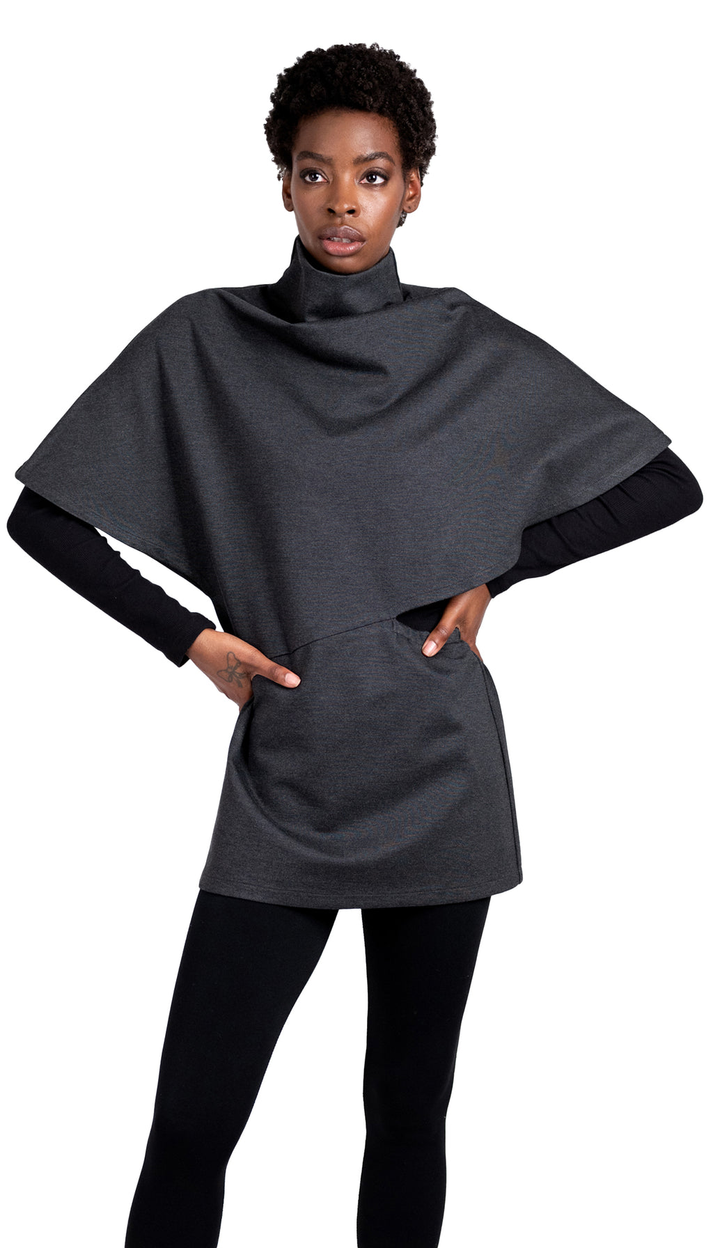 Poncho Tunic Top/ Charcoal