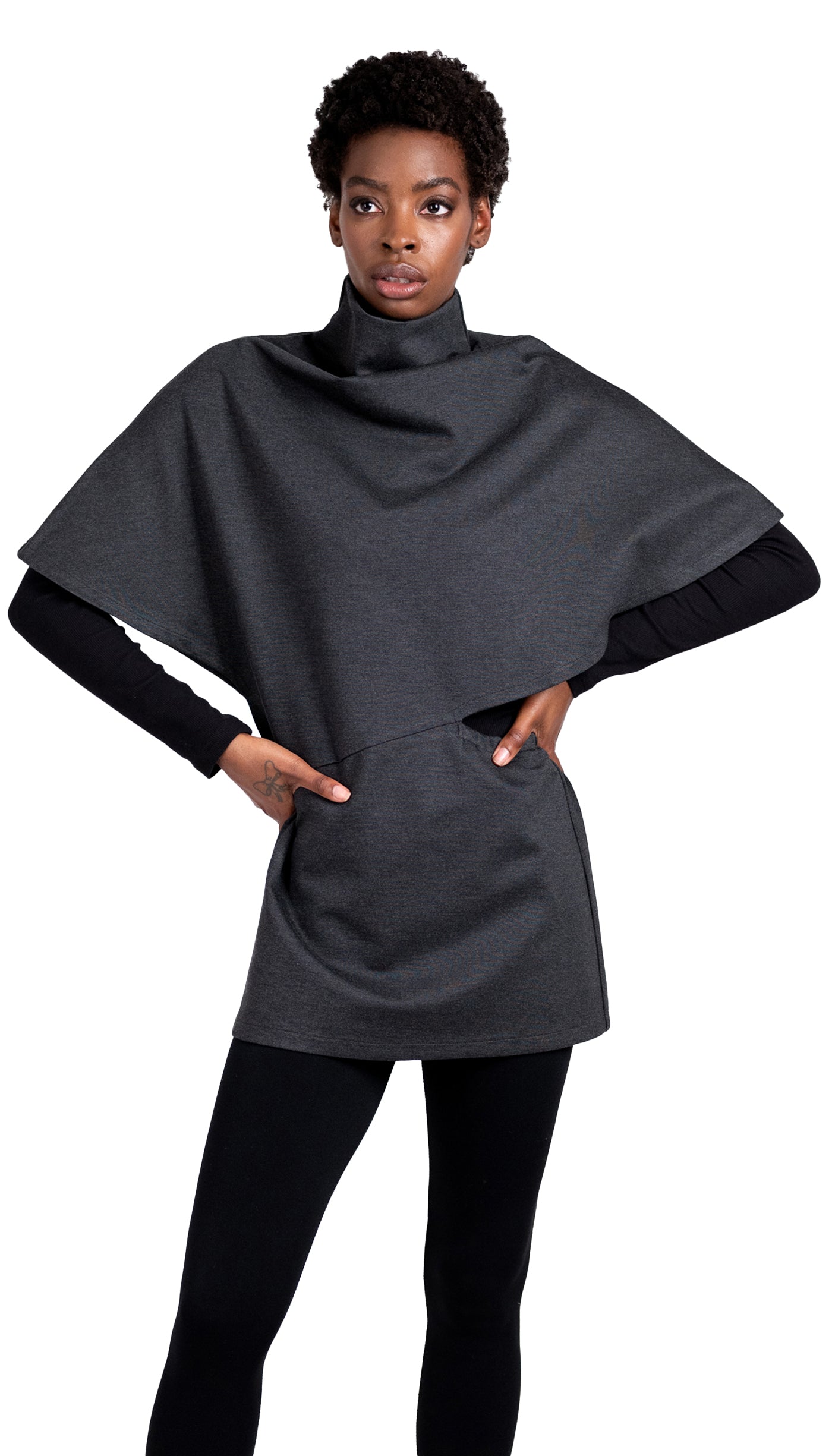 Poncho Tunic Top/ Charcoal