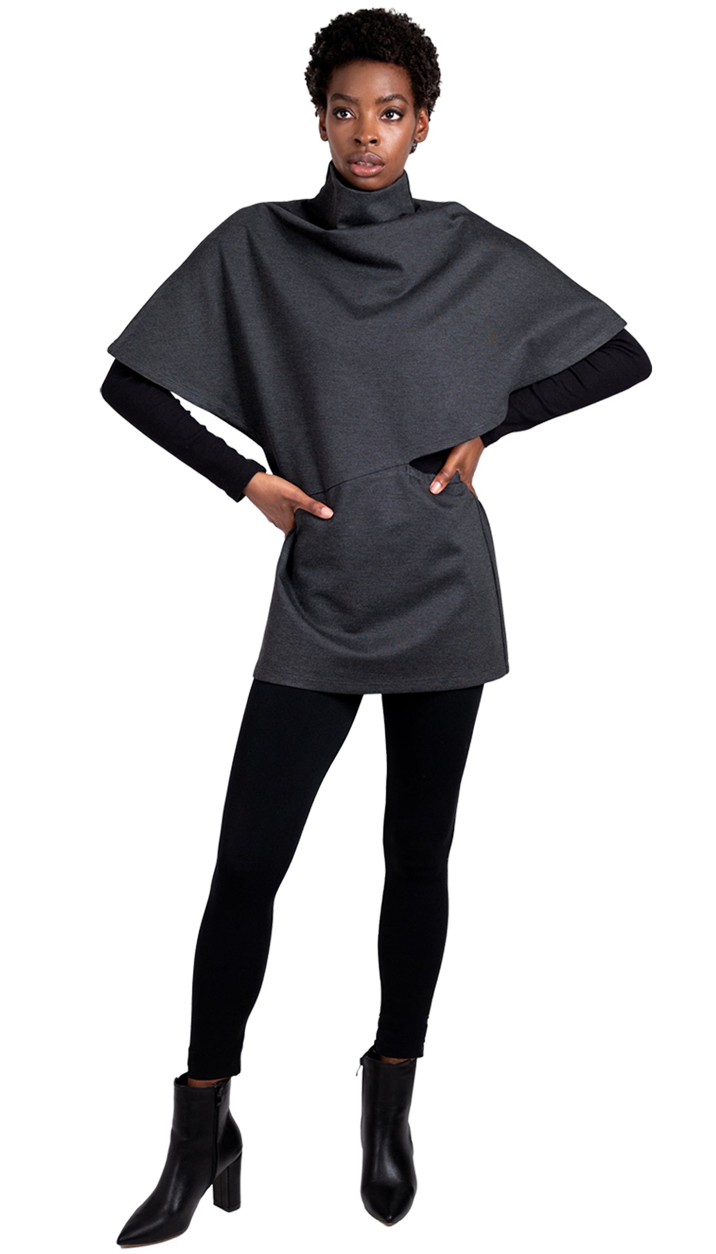 Poncho Tunic Top/ Charcoal