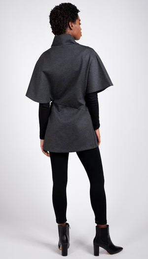 Poncho Tunic Top/ Charcoal Ponte Knit