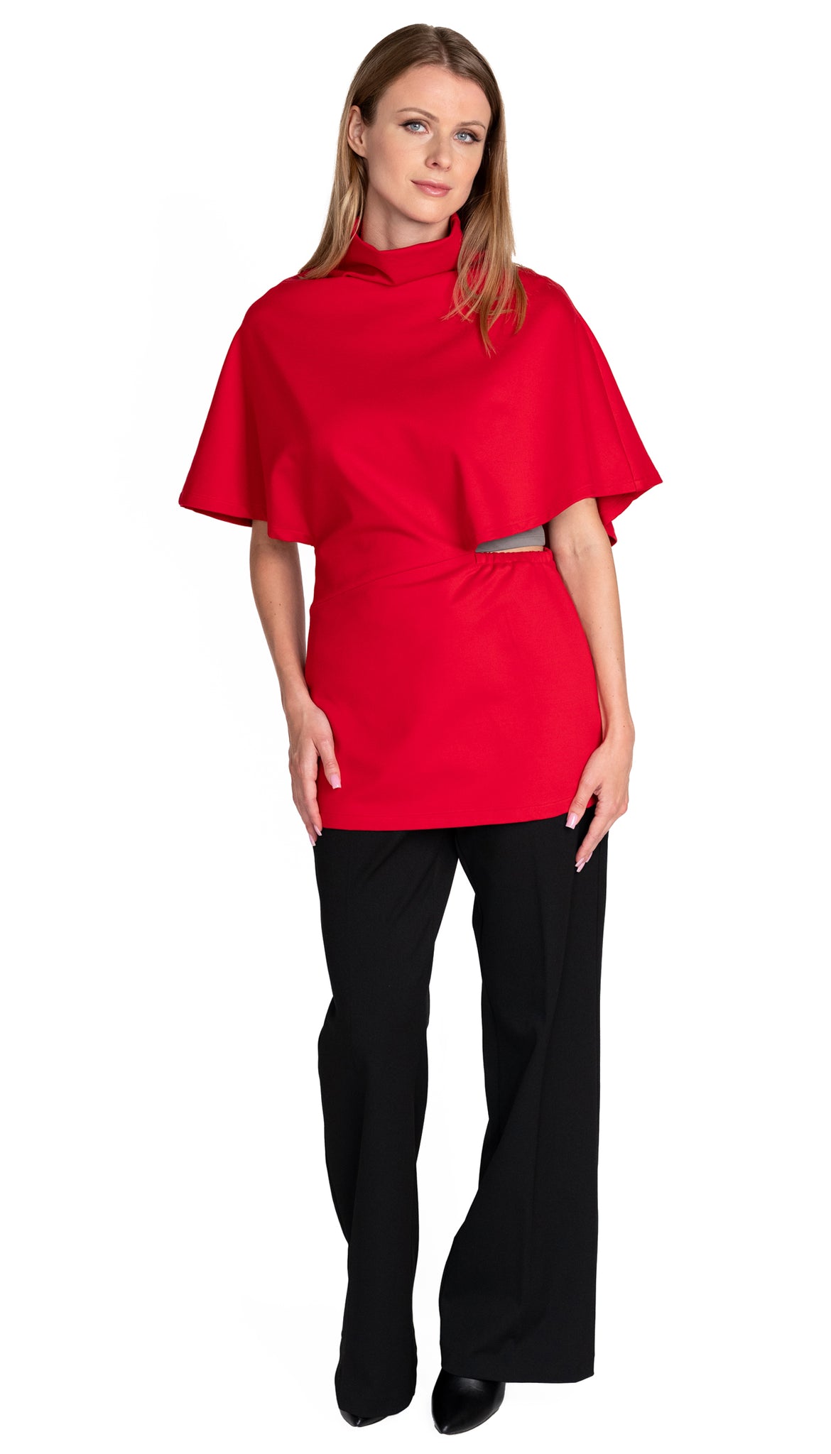 Poncho Tunic Top/ Scarlet