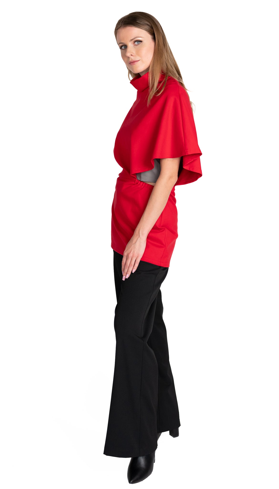 Poncho Tunic Top/ Scarlet