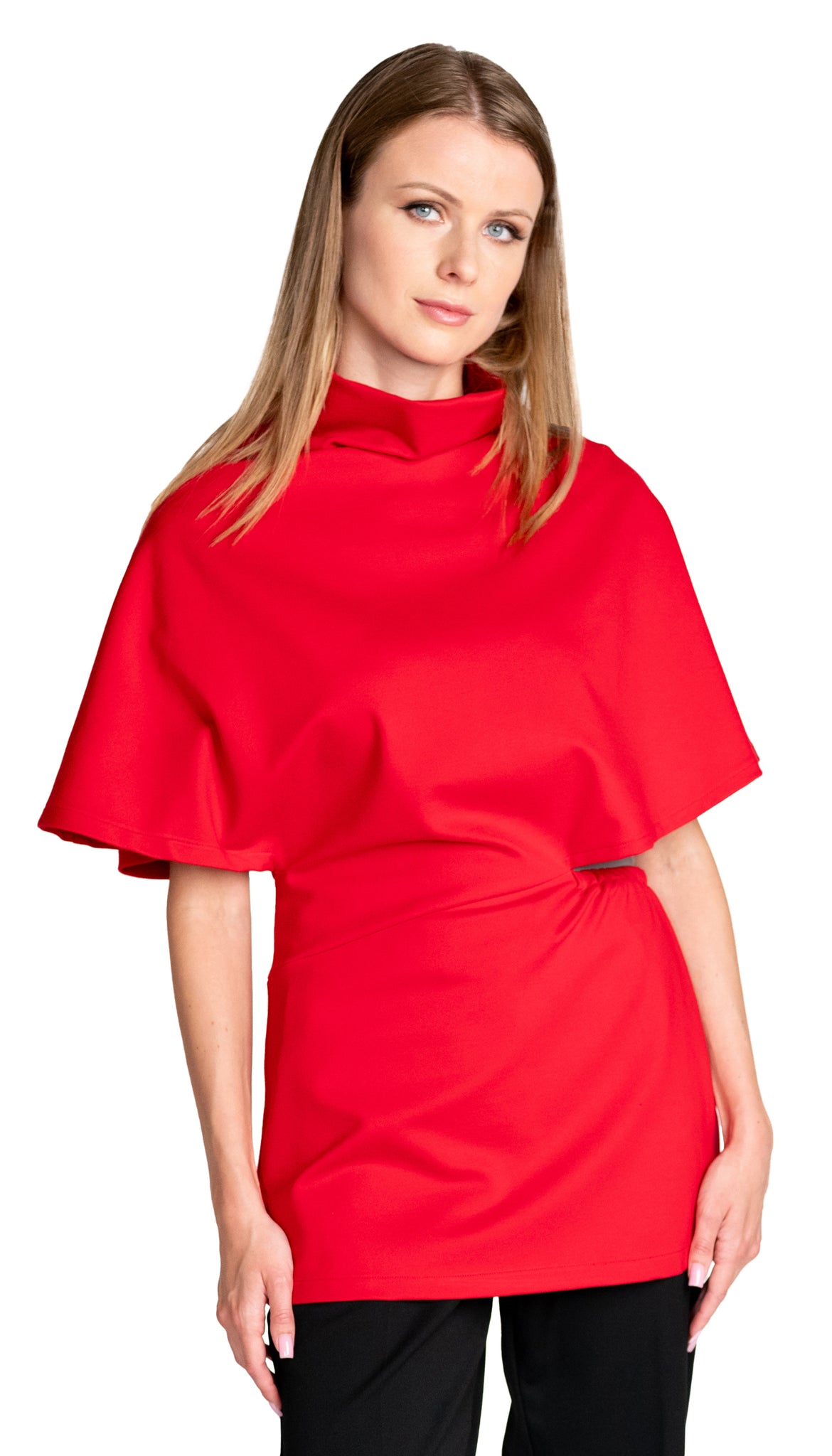 Poncho Tunic Top/ Scarlet