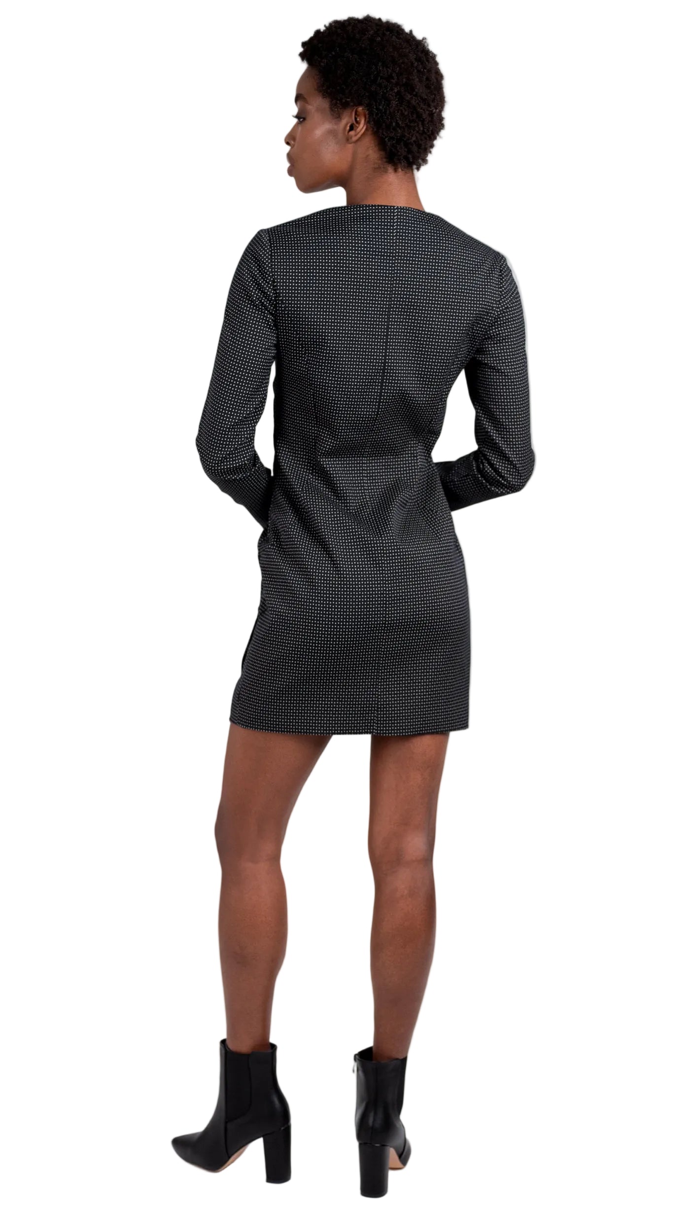 V Plunge Button Up Dress  /  Black&White Pattern