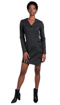 V Plunge Button Up Dress  /  Black&White Pattern