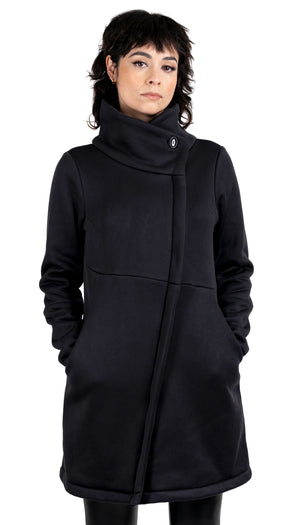 High Funnel Neck Angled Zip Recycled Polyester Jacket w/ Thumbholes