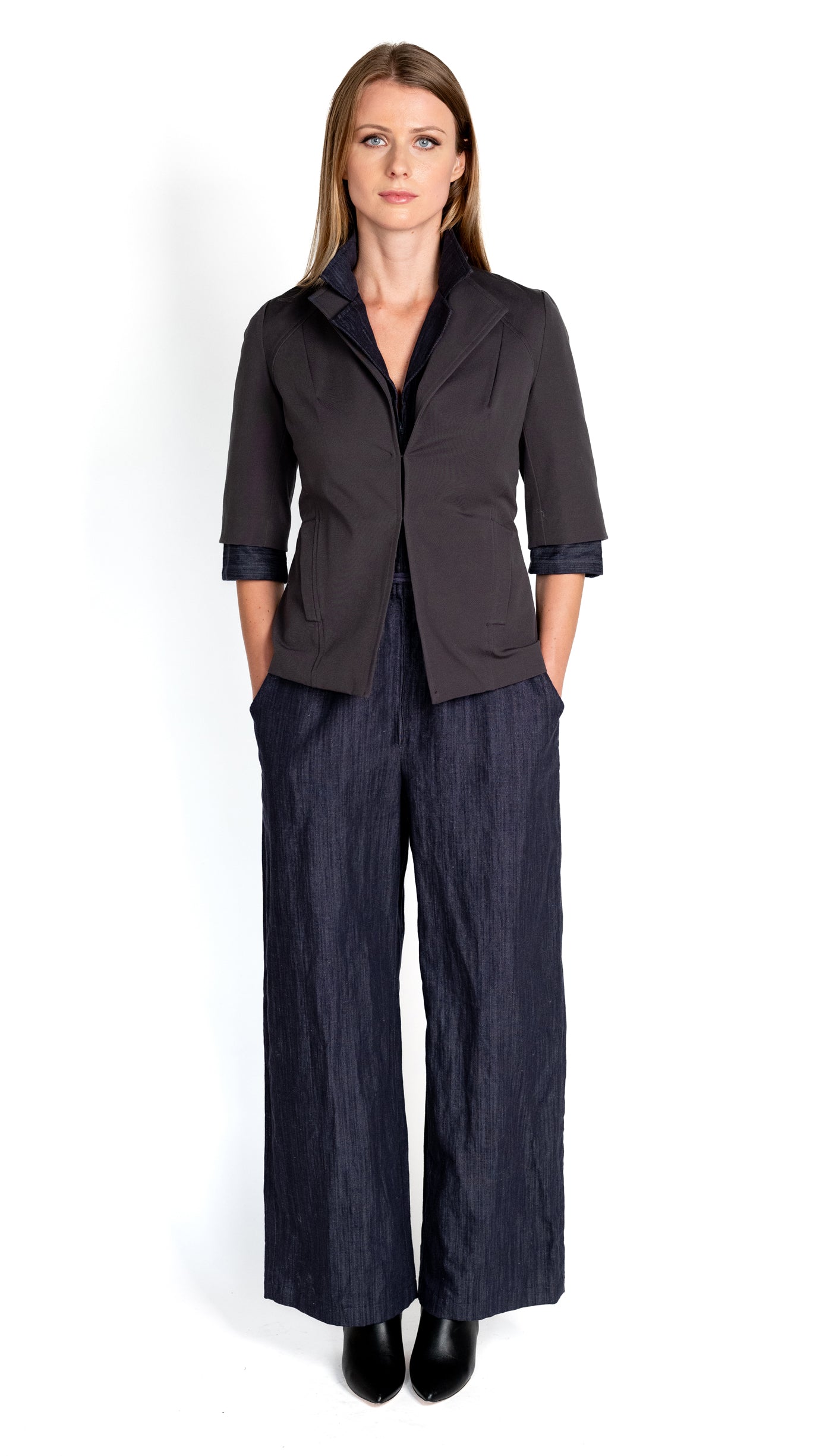 Minimal Blazer/ Steel Grey Cotton