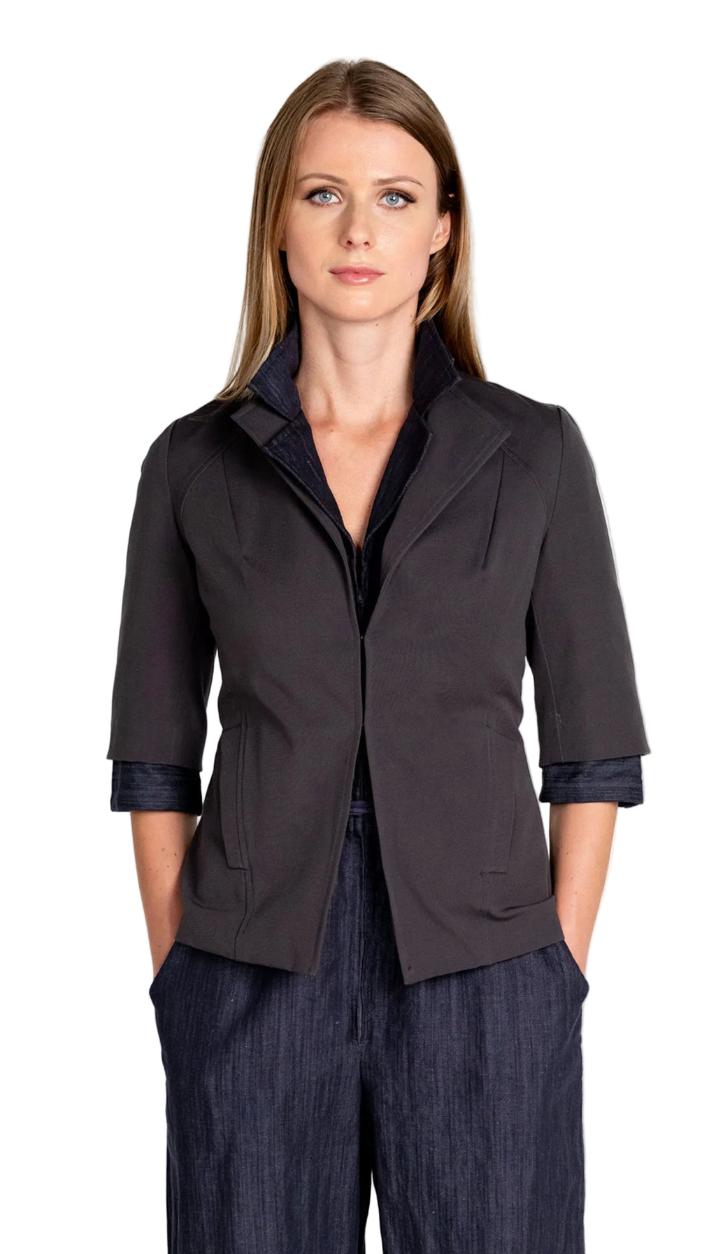 Minimal Blazer/ Steel Grey Cotton