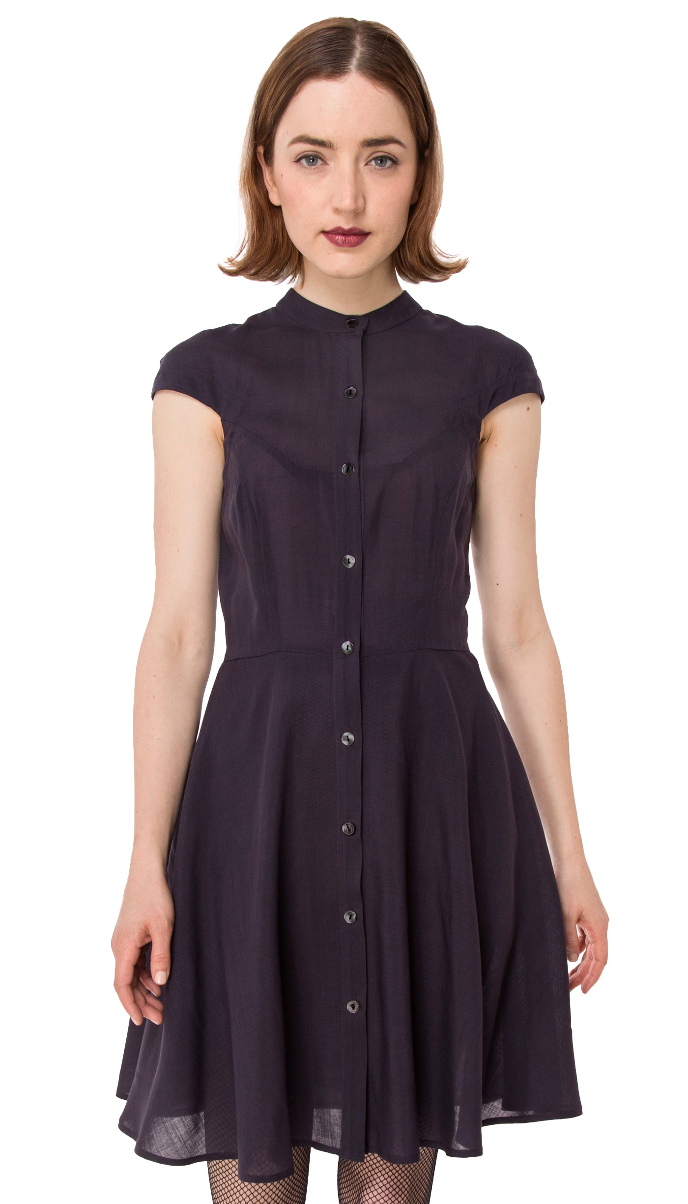 Zoey Dress in Wool Voile: Eggplant