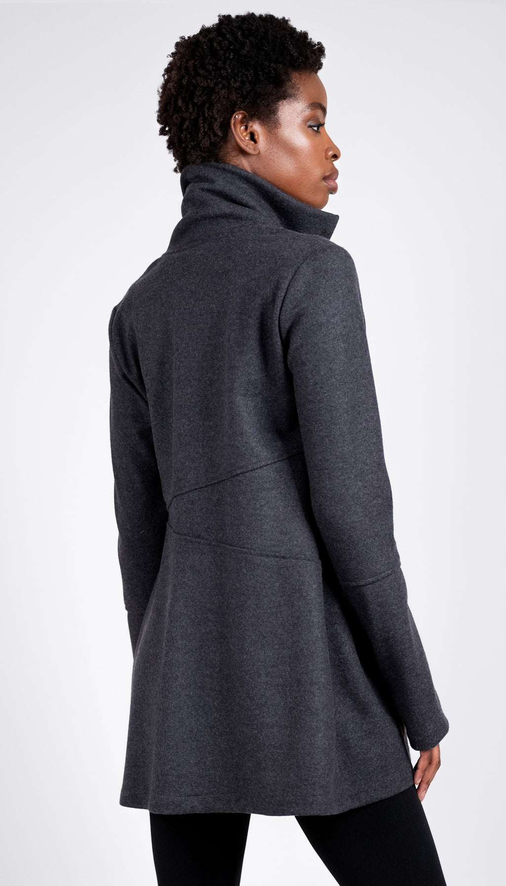 Classic Double Collar Wool Double Knit Sweater Jacket