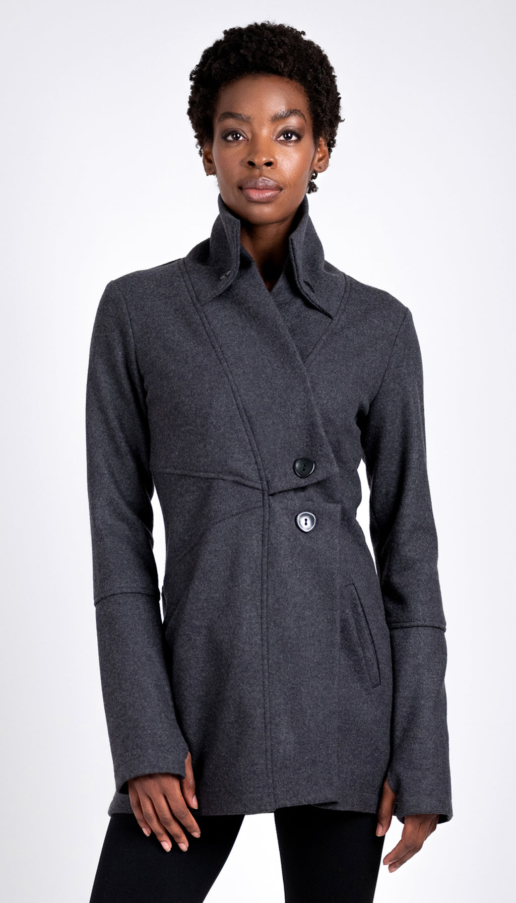 Classic Double Collar Wool Double Knit Sweater Jacket
