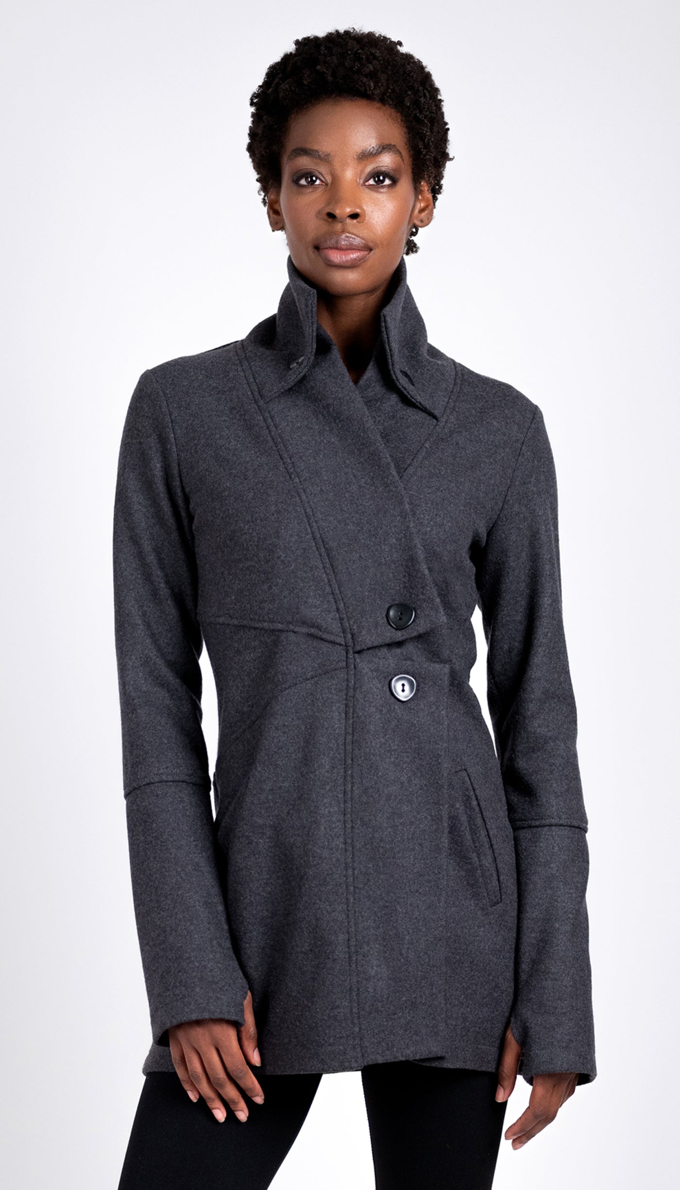 Classic Double Collar Wool Double Knit Sweater Jacket