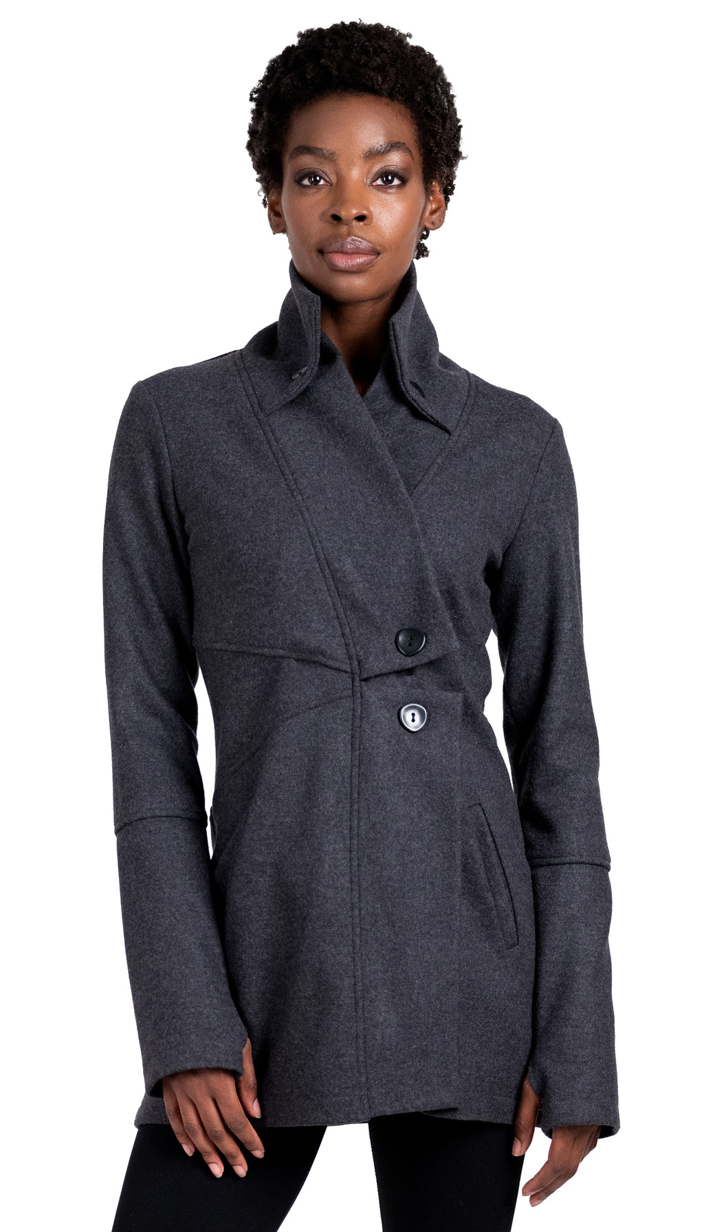 Classic Double Collar Wool Double Knit Sweater Jacket