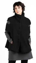 Convertible Cape/ Vest Shearling Fleece/ Black