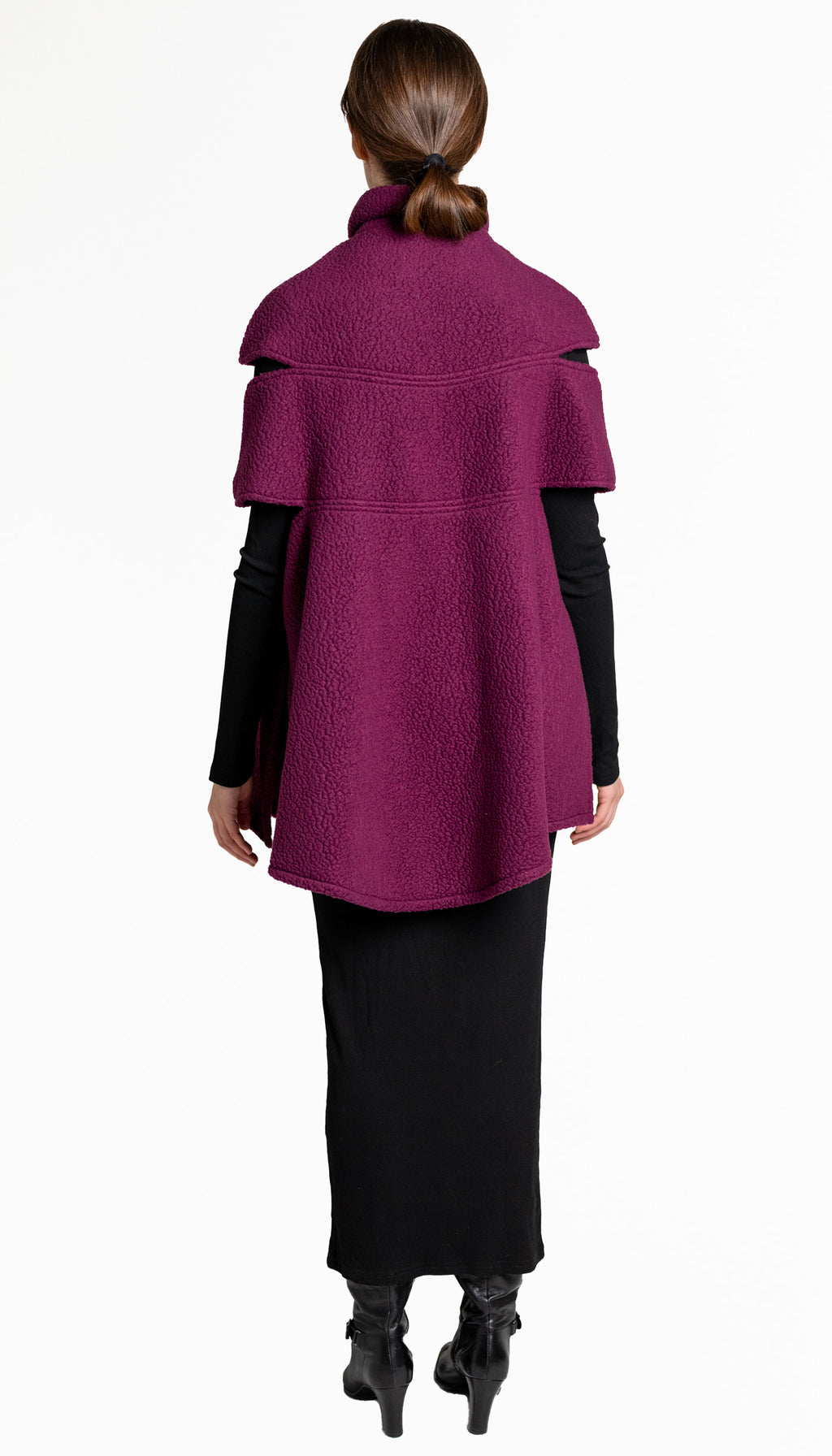 Convertible Cape/ Vest Shearling Fleece/ Bordeaux