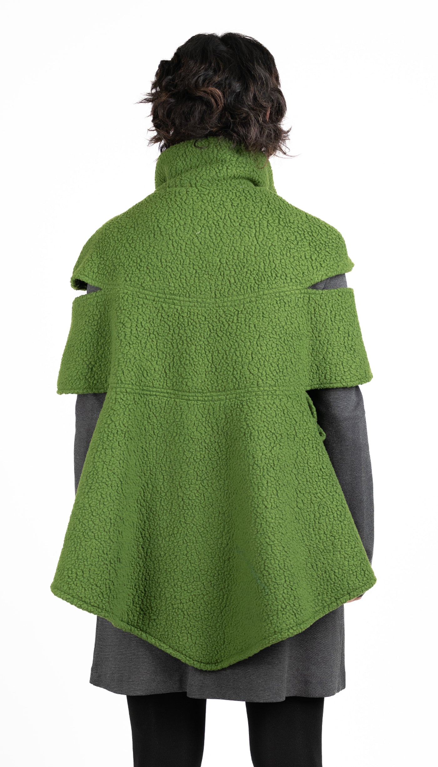 Convertible Cape/ Vest Shearling Fleece/ Avocado Green