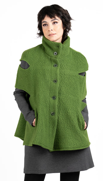 Convertible Shearling Fleece Capelet Mock Vest – naturevsfuture