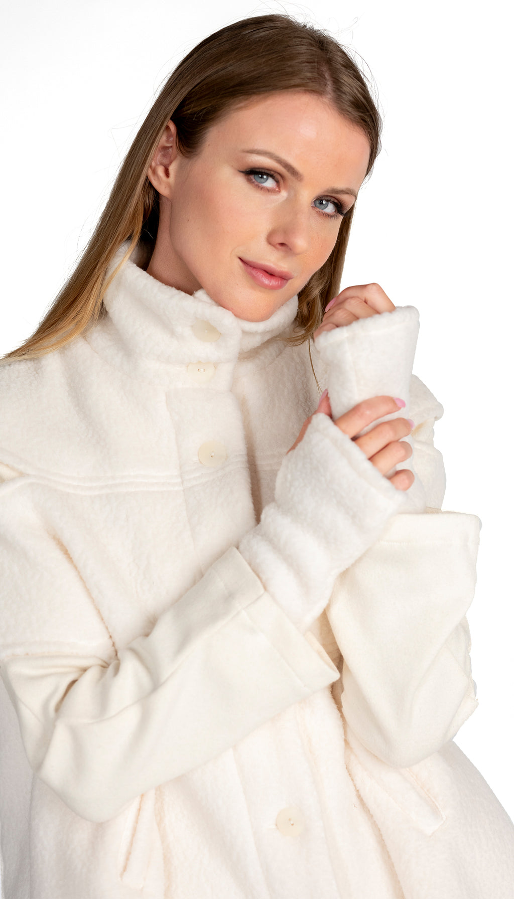 Convertible Cape/ Vest Shearling Fleece/ Winter White