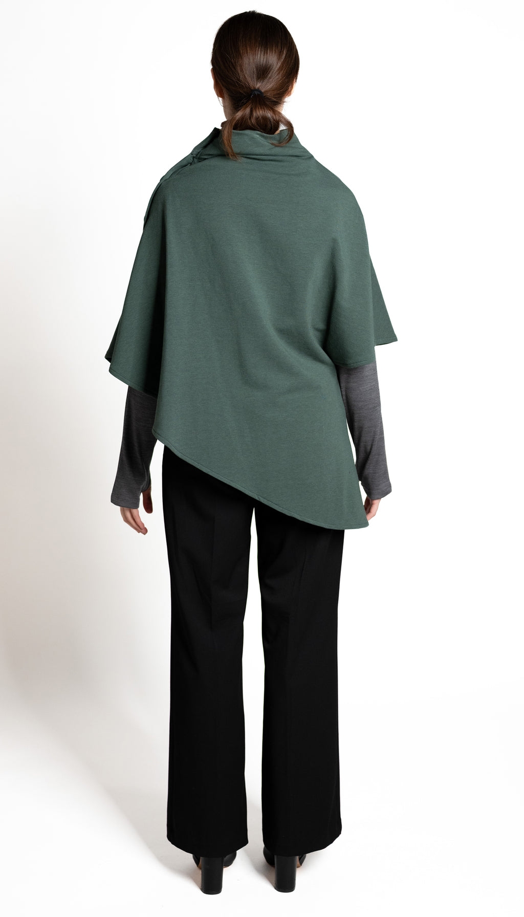 Convertible Side Button Asymmetrical Poncho/Vest Organic Cotton