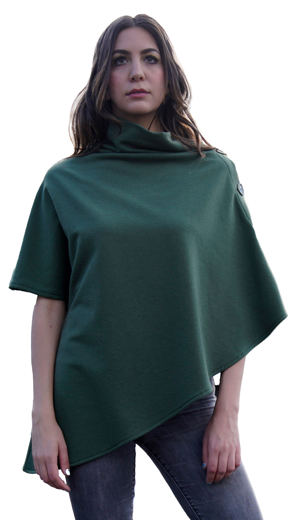 Convertible Side Button Asymmetrical Poncho/Vest Organic Cotton