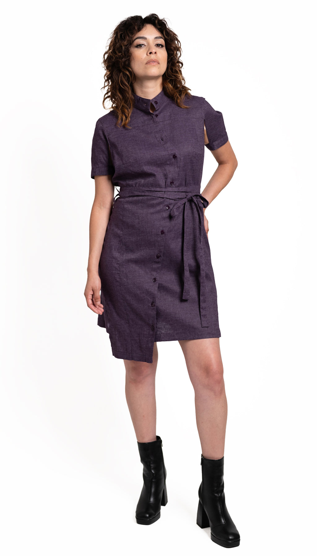 Classic Half Sleeve Shirtdress / Reissue /Eggplant