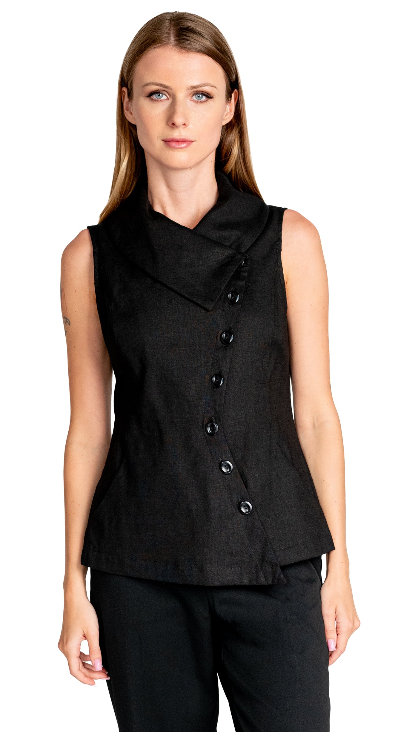 Swerve Vest Linen/ Black
