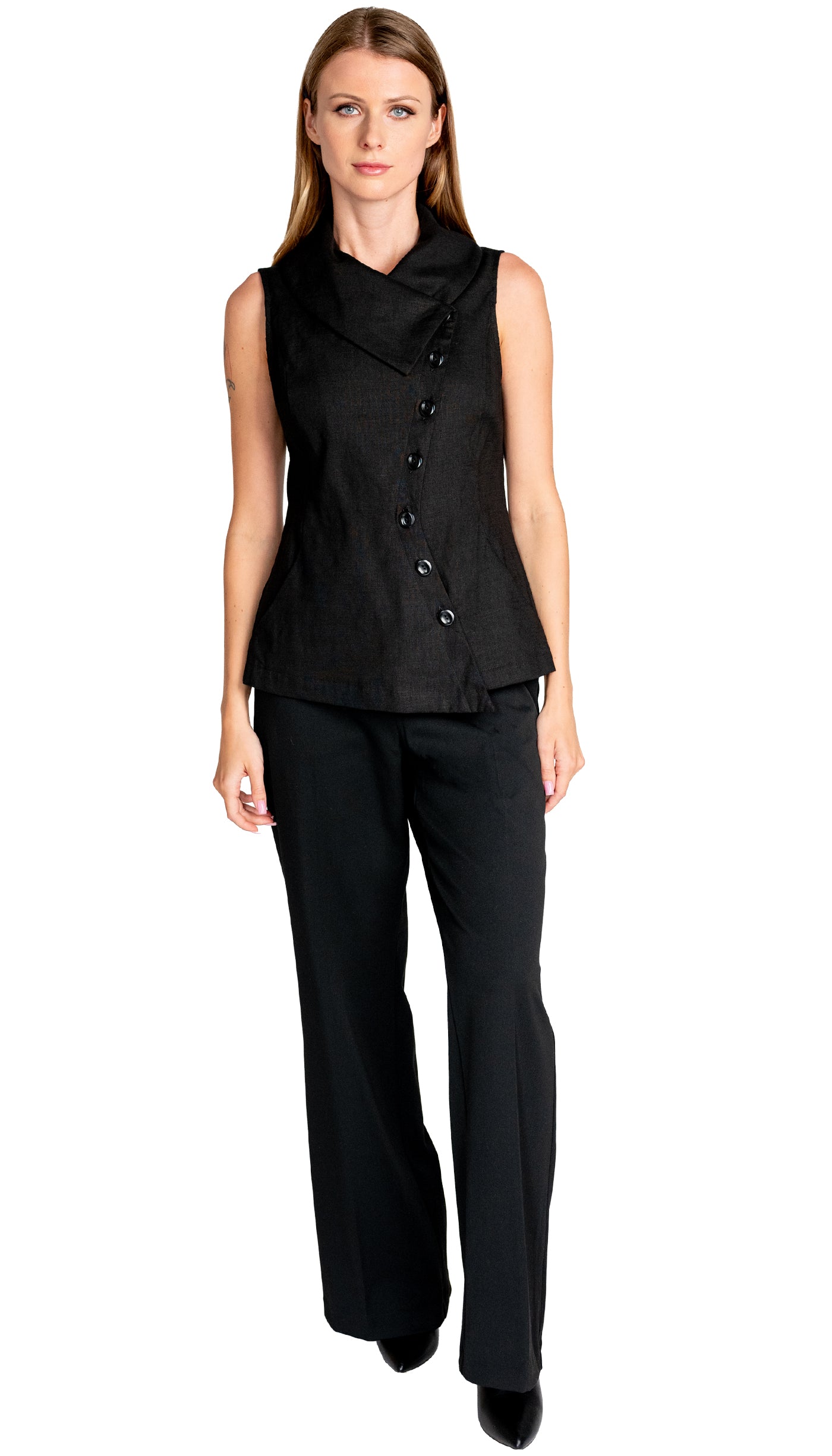 Swerve Vest Linen/ Black