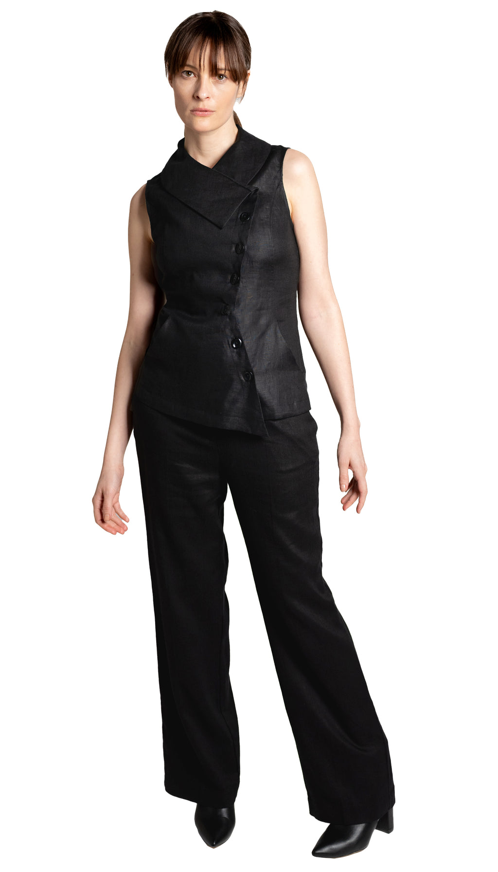 Swerve Vest Linen/ Black