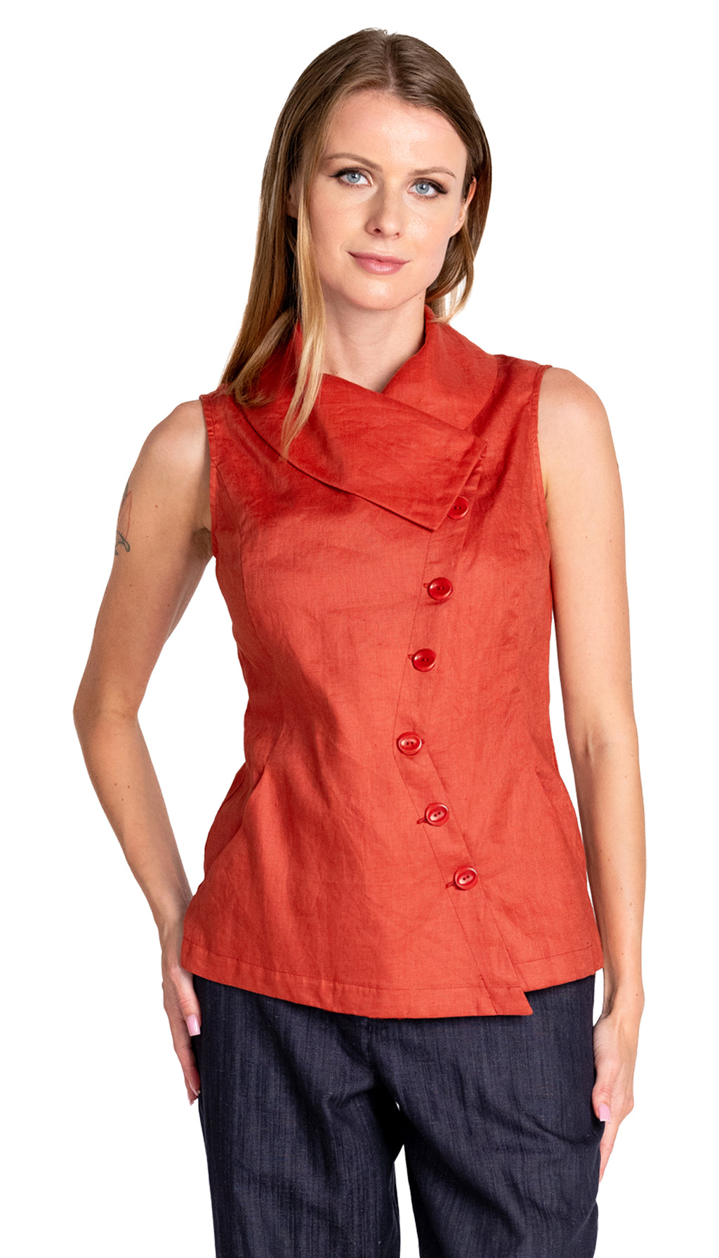 Swerve Vest Linen / Terracotta