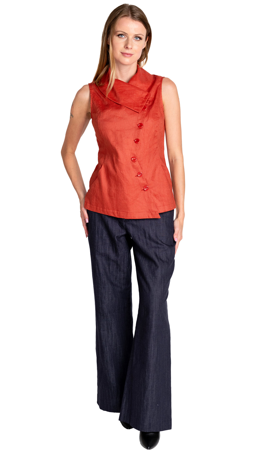 Swerve Vest Linen / Terracotta