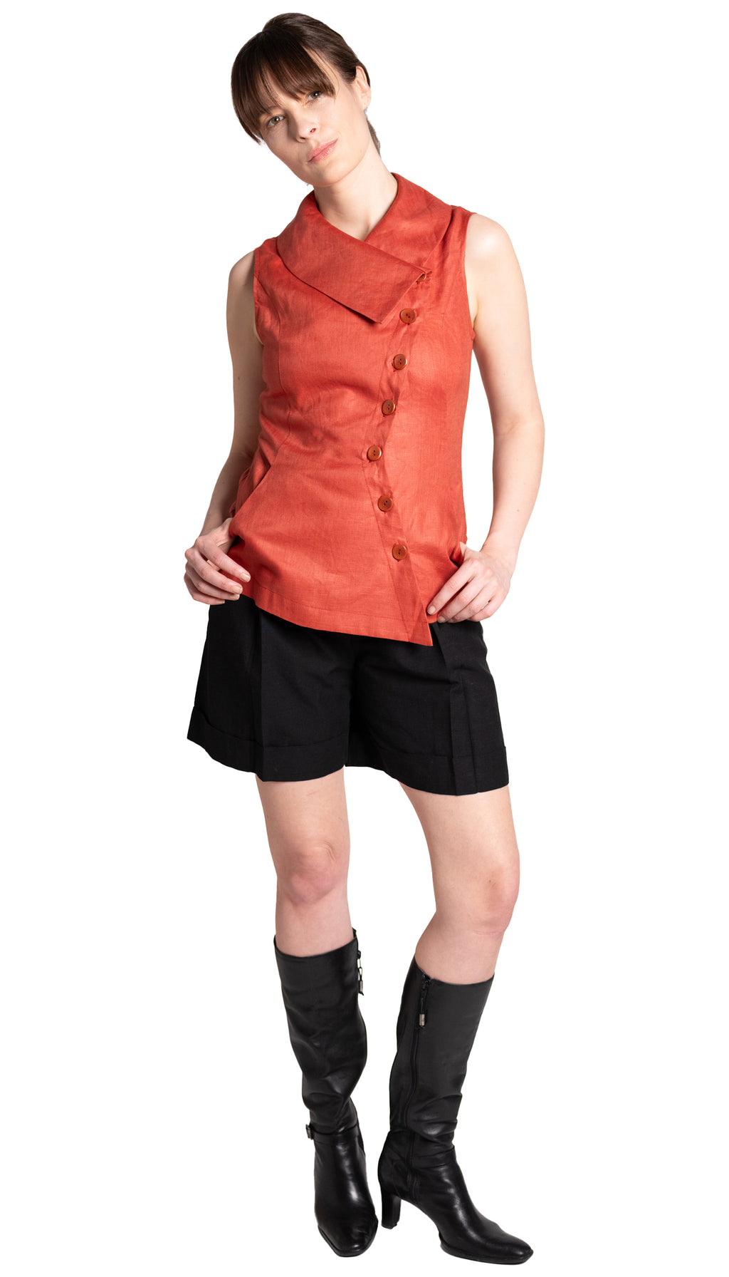 Swerve Vest Linen / Terracotta