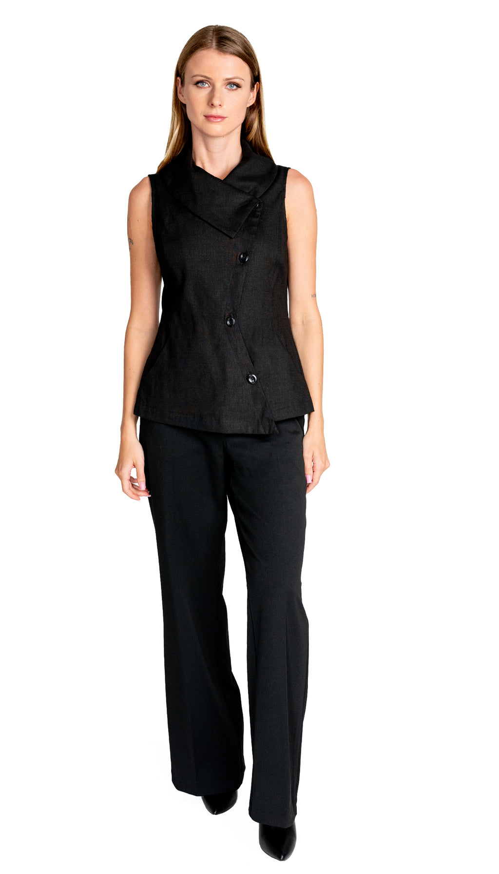 Swerve Vest Linen Blend/ Black