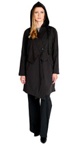 Convertible Hood Asymmetrical Rain Jacket (knee length)