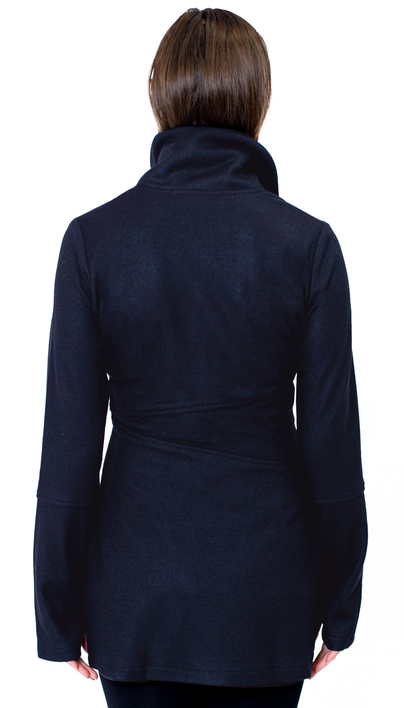Classic Double Collar Wool Jersey Sweater Jacket/ Navy + Charcoal