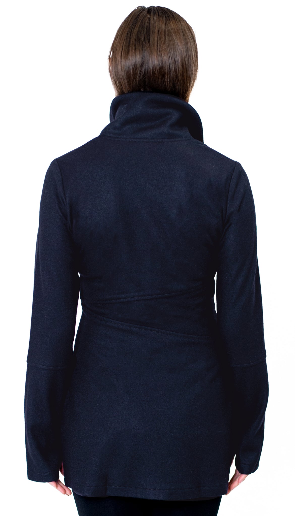 Classic Double Collar Wool Jersey Sweater Jacket/ Navy