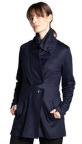 Classic Double Collar Wool Jersey Sweater Jacket/ Navy + Charcoal