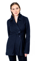 Classic Double Collar Wool Jersey Sweater Jacket/ Navy + Charcoal