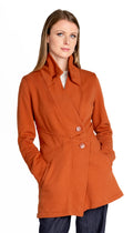 Double Collar Fleece Sweatshirt Jacket /Organic Cotton Fleece / Rust + Black