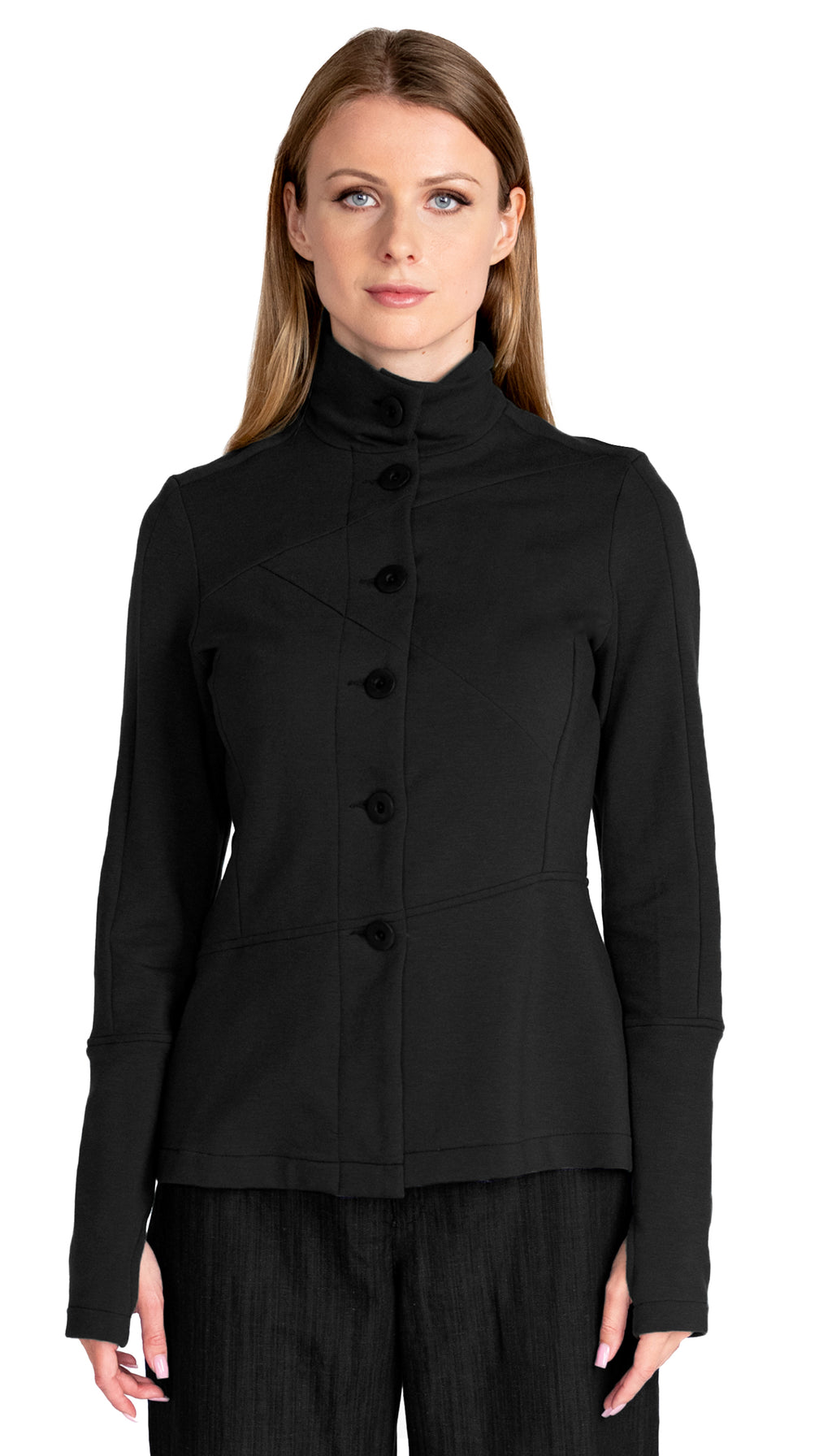 NV Button Front Organic Sweatshirt / Black