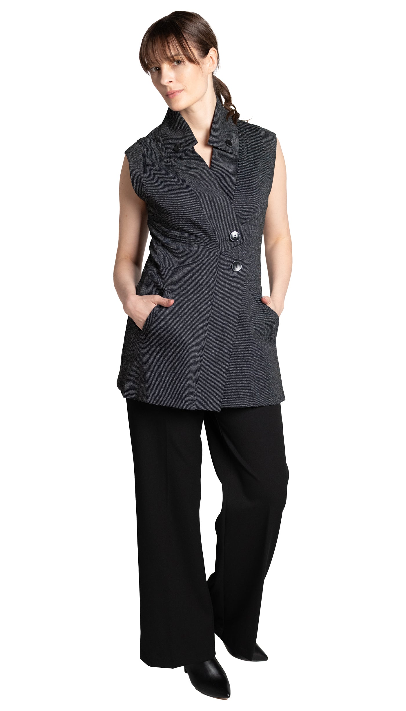 Double Collar Sweater Vest/ Viscose
