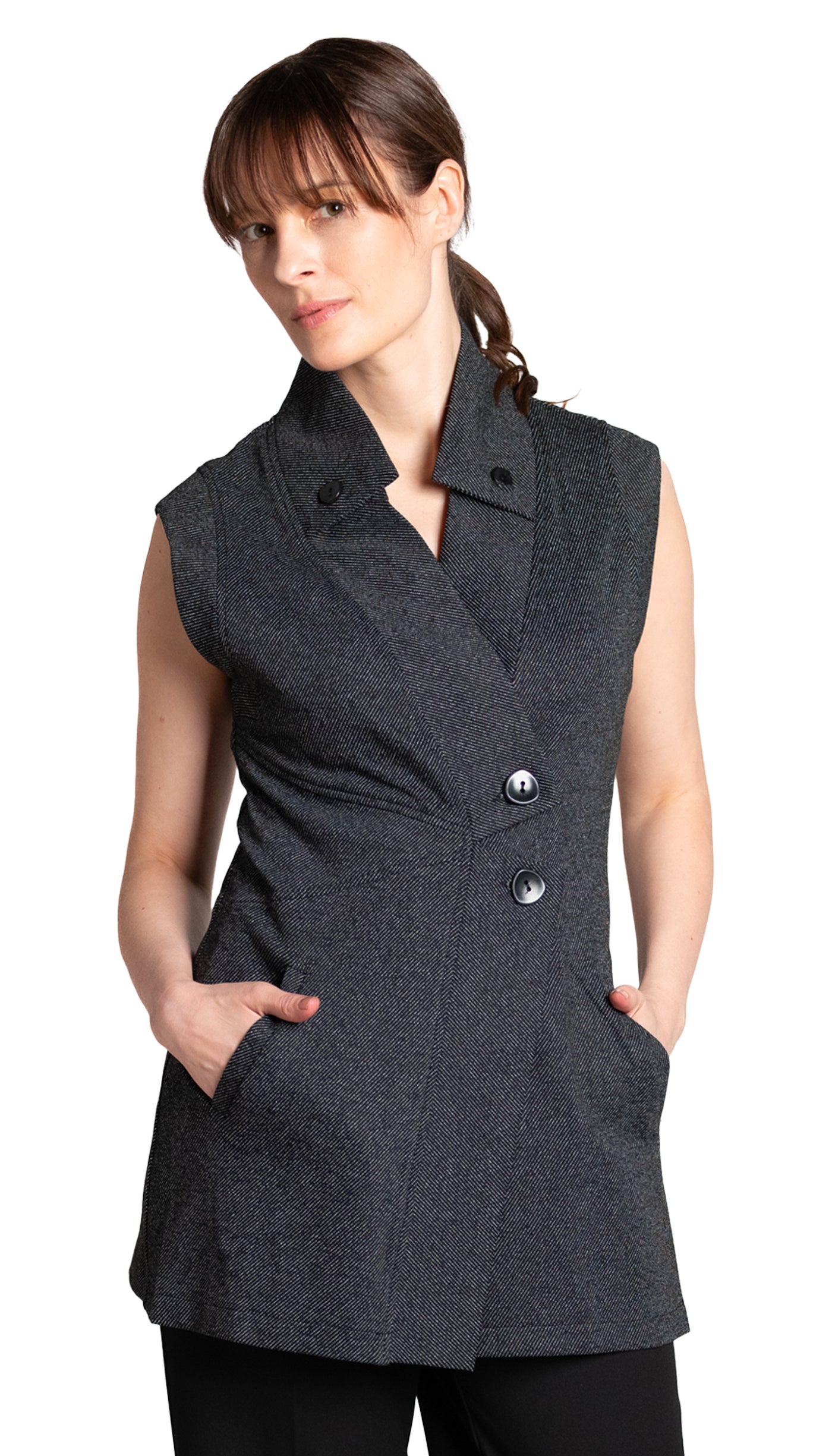 Double Collar Sweater Vest/ Viscose
